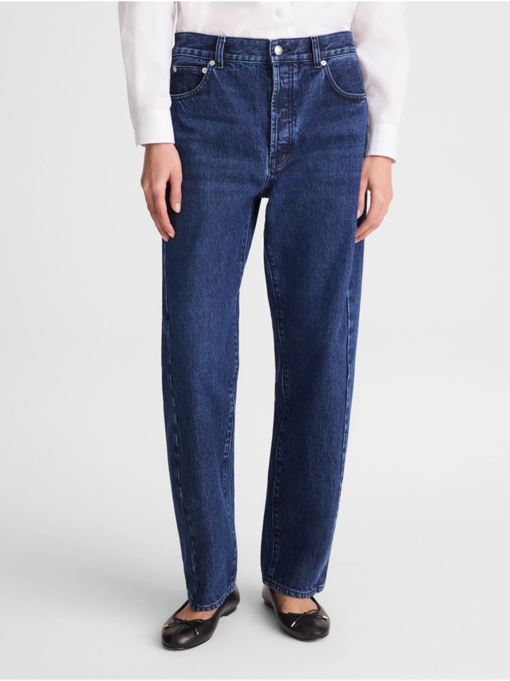 NWT Madewell Pieced Barrel Leg Jean Mckinney Dark Denim 25P 25 Petite $148 NY519